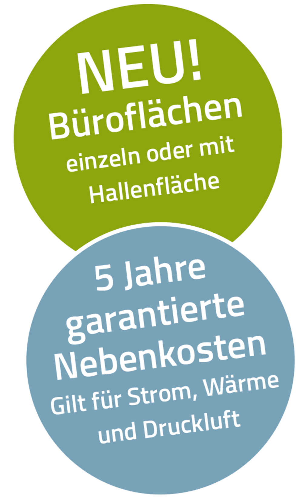 Neu! Büroflächen einzeln oder mit Hallenfläche und 5 Jahre garantierte Nebenkosten – gilt für Strom, Wärme und Druckluft